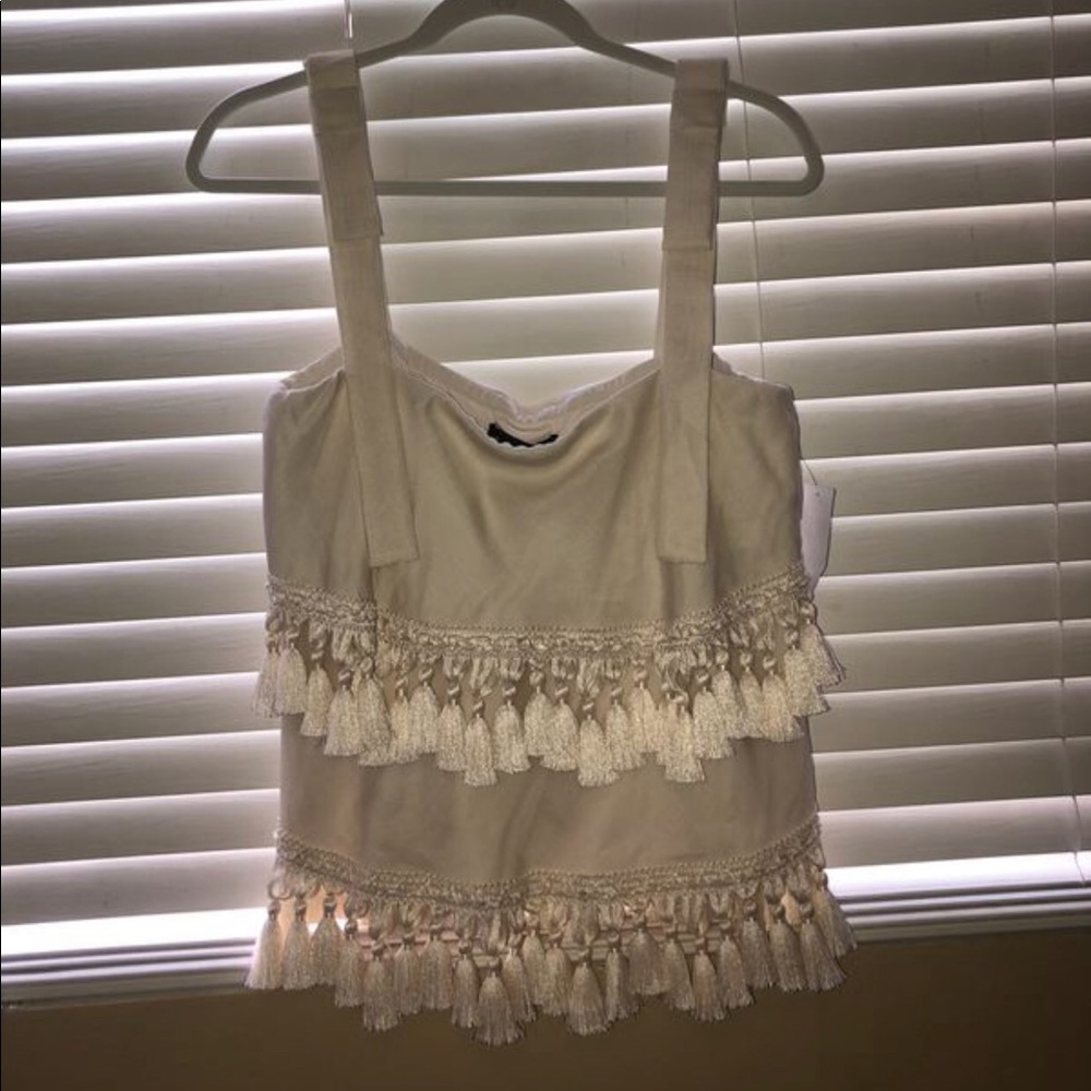 Mestiza New York White Tassel Cream Top